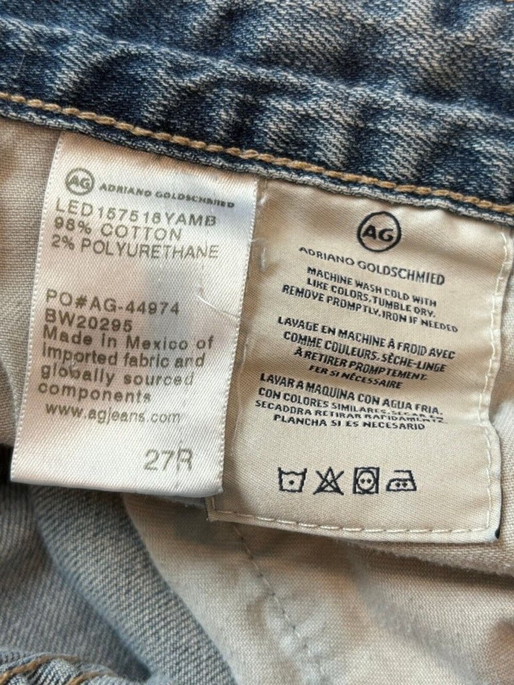 AG Adriano Goldschmied Womens Blue Distressed Denim Straight Jeans Size 27 R - Picture 8 of 9